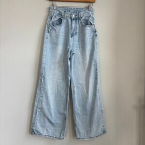 Brand Unknown High Waisted Jeans Wide Leg Loose Light Wash Denim Size 24